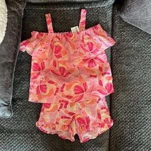 Janie and Jack Pink Tropical Floral Outfit